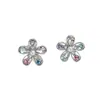 Novos brincos de flor de cristal coloridos de alta qualidade, estilosos e únicos, presilhas de pérola para orelha sem furo, estilo de feriado para mulheres