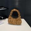 Bolsa Feminina Xadrez Retrô Estilo Hong Kong Moda Plissada de Ombro 2024 Nova Simples Casual Portátil Bolsa Nuvem