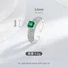 Anel Europeu e Americano Novo de Alta Qualidade Esmeralda Full Diamond Feminino Ins Quadrado Pequeno Fileira de Açúcar Diamante Cobre Montado Anel de Zircônia Pulseira
