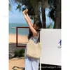 Bolsa Grande de Palha Trançada à Mão 2026 Novo Estilo Férias na Praia Bolsa de Palha de Ombro Sacola de Crochê de Algodão para o Dia a Dia