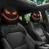 Funda de Reposacabezas para Coche con Estampado de Calavera Negra de Comercio Exterior Transfronterizo, Estilo Elástico Universal, Funda de Reposacabezas para Coche Original y Divertida