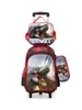 Mochila Escolar de Cuero 3D de Arrastre Juego de Tres Piezas Mochila de Arrastre Infantil de Dibujos Animados Bolsa de Almuerzo Venta Directa de Fábrica