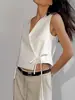 Camisa Blanca sin Mangas Estilo Francés para Mujer 2026 Verano con Sentido del Diseño, Chaleco Top con Cuello en V Cruzado Venta al por Mayor Ropa para Mujer