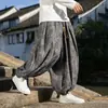 Novo Estilo Chinês Vintage Outono e Inverno Veludo Cotelê Emagrecedor Jacquard Estampado Integral Masculino Fino Perna Larga Drapeado Bloomers