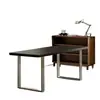Escritorio de computadora de madera maciza, escritorio de oficina minimalista moderno, escritorio de estudio, mesa de comedor de madera maciza, rectangular, diseño de borde recto, escritorio de tablero grande