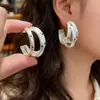 Pendientes de Tachuela Plateados de Aguja con Puntos Multicapa en Forma de C, Moda Simple, Lujo Ligero, Sensación de Gama Alta, Estilo Frío, Temperamento, Accesorios Versátiles para Pendientes