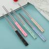 Palillos de acero inoxidable 304 de trigo color paja palillos creativos coreanos antideslizantes a prueba de moho palillos para adultos al por mayor