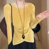 Elegante Camiseta Versátil de Cuello Redondo Cruzado para Mujer, Nueva Colección Otoño 2026, Ajustada, Manga Larga, Camiseta Básica, Moderna