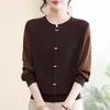 Camiseta de Moda Elegante de Manga Tres Cuartos para Mamá, Estilo Nuevo 2026, Top Básico de Punto para Mujeres de Mediana Edad y Mayores