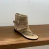 Sandalias de Tanga con Cuña Interior de Gamuza Color Caqui para Mujer, Nuevas Sandalias de Verano 2026 para Combinar con Faldas, Botines