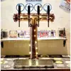 Máquina de Cerveja de Barril em Forma de T de Aço Inoxidável com Luz LED e Torneira, Torre de Cerveja Artesanal para Bares e Restaurantes
