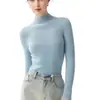 Suéter de Cachemira 100% Puro con Cuello Medio Alto para Mujer, Tejido de Punto Pulóver de Corte Delgado, Estilo Old Money, Prenda Base sin Costuras