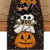 Camino de mesa de Halloween más vendido de Temu transfronterizo, mantel decorativo navideño de lino, alfombrilla de té de gama alta para mueble de TV