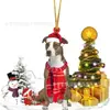 2022 Nuevo Producto Transfronterizo Creativo Adornos Navideños de Perro y Muñeco de Nieve Regalos de Navidad Adornos Planos de Acrílico para Coche