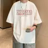 2026 Nueva Camiseta de Manga Corta para Hombre Verano Algodón Puro Holgada Media Manga Ins Marca de Tendencia Elegante Camiseta Resistente para Hombre