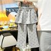 Moda Nueva Primavera y Otoño 2025 Falda Corta Acampanada Elástica de Lunares Versátil Casual Estilo Coreano para Mujer con Pantalones de Pierna Ancha Patchwork Tendencia