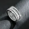 RAKOL Anillo de Zirconia Estilo Ins Europeo y Americano Transfronterizo con Diamante Rectangular y Cadena de Esmeralda Anillo de Diseño Hueco Joyería