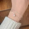 Pulsera de Plata de Ley S925 para Mujer, Plata Rota, Unas Onzas de Corazón Pulsera de Corazón, Diseño de Nicho, Estilo Genial, Accesorios de Pulsera Sencillos