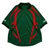 Camiseta de Fútbol Polo Manga Corta Bloque de Color Retro Cuello en V, Camisa Deportiva de Fútbol Holgada Oversize Vintage Estilo Americano
