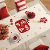 Mantel Rojo de Año Nuevo, Impermeable, Resistente al Aceite, No Lavable, Mantel Antiescaldado, Mantel Protector de Mesa de Centro con Ambiente Festivo