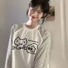 2025 Nueva Camiseta de Manga Larga con Empalme de Color de Contraste Estilo Casual Perezoso Ins Diseño de Nicho Cuello Redondo Top Versátil para Mujer