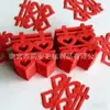 Mini Adesivos de Felicidade Dupla Lançados à Mão para Decoração de Casamento, Adesivos Vermelhos de Felicidade Dupla para Artigos de Casamento
