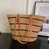 Bolso grande de paja para mujer, bolso de verano para playa, bolso de hombro tejido de gran capacidad, bolso de paja de ratán, cesta para verduras, cubo