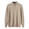 Nuevo suéter de cachemira 100% para hombre de otoño e invierno, cuello semialto, con cremallera, base de punto de cachemira pura, moderno