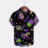 Camisa Criativa Elemento Cruzado Nova 2025 Estampa Digital 3D Camisa Tendência Solta de Manga Curta Top Masculino