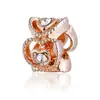 Pulsera para el Día de San Valentín estilo Europeo y Americano Huiyue con Cuentas Sueltas, Pulsera de Cuentas diy, Accesorios de Diamante con Forma de Corazón Melocotón en Oro Rosa