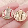 Conjunto Misto de 10 Pingentes de Liga Metálica Banhada com Gotejamento de Óleo e Strass para Esportes (Basquete, Futebol, Baseball, Rugby) Acessórios de joalheria faça você mesmo