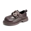 Zapatos de Cuero para Niñas 2026 Nuevo Otoño/Primavera Mocasines Negros Infantiles Estilo Británico Rendimiento Baile Planos Zapatos de Princesa
