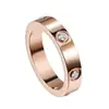 Joias de Comércio Exterior ins Moda Anel Feminino de Aço Titânio Banhado a Ouro Ouro Rosa Seis Diamantes Par de Anéis de Casal Anel de Dedo Totalmente Diamantado
