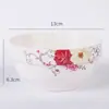 Louça de Mesa Cerâmica para Casa Prato Tigela Tigela com Padrão de Flores Prato Tigela Estoque Rico Borda de Osso Chinês Protegida Tigela Prato de Arroz Flor Dourada