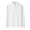 Camisa polo de manga larga para hombre de alto volumen para comercio exterior transfronterizo, con cuello camisero, transpirable, ropa casual de negocios para hombre, color liso, adecuada para papás