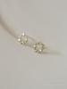 S925 Brincos de Prata Esterlina Banhados a Ouro Ramos e Folhas de Zircão Feminino Pequenas Guirlandas Elegantes Pequenas Flores Brincos Japoneses e Coreanos