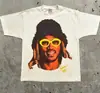 2024 Verão Elementos de Rua Moda Padrão Cabeção Estampado Camiseta Unissex Manga Curta Moda Gótica