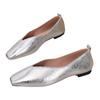 Zapatos Planos Plateados Bajos para Mujer, Estilo Primavera, Estilo Coreano, Estilo Francés, Para Ir al Trabajo por la Noche, Zapatos Planos de Tacón Bajo, Zapatos Pequeños de Piel