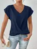 2026 Bestseller Transfronterizo de Amazon Camiseta Lisa de Cuello en V Elegante Top de Manga Corta Ropa para Mujer Primavera/Verano Amazon Transfronterizo