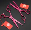 Tijeras Pintadas Color Rojo Rosa de 6.0 pulgadas, Tijeras Rectas, Tijeras Entresacadoras, Tijeras para Zurdos en Múltiples Colores
