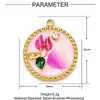 Estilo Pintura al Óleo Jardín de Monet Acero de Titanio Accesorios para Pendientes DIY Mujeres Mariposas Flores Joyería de Acero Inoxidable Colgante de Collar