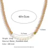 Moda Europea y Americana Elegante Colgante Acero Inoxidable Diez Perlas de Agua Dulce Cristal con Facetas Oscuras Collar Hecho a Mano con Cuentas para Mujeres