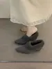 Zapatos de mujer de otoño e invierno, mocasines cálidos de tacón alto con aumento interno de altura, zapatos de algodón Birkenstock estilo bosque vintage con forro de felpa marrón