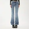 Raccoon House # Retro Americano Cintura Baja Chica Caliente Pantalones Acampanados Venta al por Mayor Transfronteriza Ajuste Delgado Jeans Elásticos Lavados para Mujer