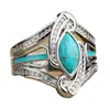 Venta Caliente Transfronteriza Nuevo Producto Moda Retro Europea Americana Anillo con Incrustaciones de Pedrería Turquesa Sintética Joyería para Mujer Fabricante Mayorista