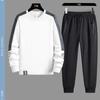 Costura gola redonda suor casual terno esportivo masculino primavera e outono 2024 novo estilo combinando bonito conjunto de roupas