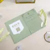 Porta-Cartões de Veludo Verde Claro Convite de Casamento Cartão Personalizado Nicho Presente de Alto Padrão