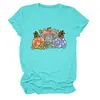 Amazon eBay sitio independiente moda casual mujer tres camisetas amarillas y azules coloridas calabaza cuello redondo manga corta