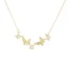 Collar de acero de titanio con colgante de doble mariposa de estilo coreano, de ensueño, para mujer, incrustado con circonita, cadena versátil y lujosa para la clavícula, joyería transfronteriza