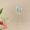 Grampo de Cabelo Florido Estilo Antigo para Mulheres, Novo Grampo de Cabelo com Borla de Alto Padrão Estilo Chinês, Grampo de Cabelo Dinastia Han, Grampo de Cabelo, Grampo de Cabelo